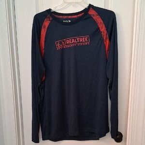 Realtree Men's Dark Blue and Red Long Sleeve Shirt